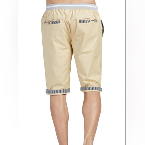 Tansozer Men’s Khaki Casual Shorts With Elastic Waistband And Drawstring New - Picture 3 of 15